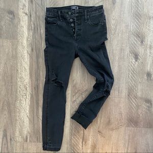Abercrombie distressed black denim skinny jeans